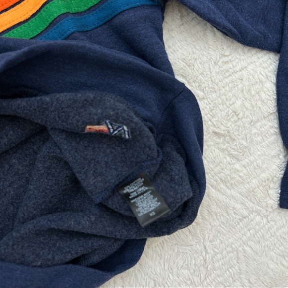 Aviator nation navy retro rainbow striped pullover sweatshirt - Picture 3 of 3